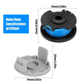KJLEEN 10 Pack Strimmer Spool Replacement for Ryobi One+ AC14RL3A 18V 24V 40V Cordless Trimmer Wire, 0.065"/1.6mm Nylon Strimmer Cord, 11Ft Strimmer Spool Line with Spool Cover