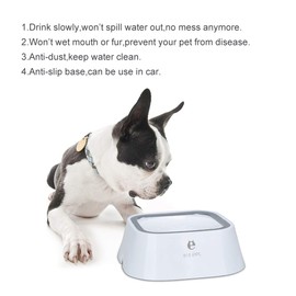 Water Bowl for Dogs 1.5 L, Slow Drinking Bowl Dog with Non-Slip, Leak-Proof Drinking Bowl, Travel Bowl, Anti Slip Water Bowl for Pets and Cars