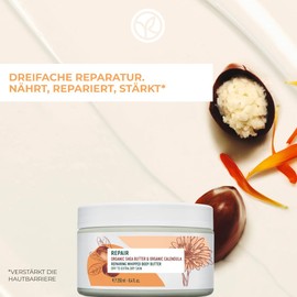 Yves Rocher Whipped Body Repair Butter 250 ml, Smoothed and Intensely Nourished Skin, Repair Body Butter for Dry and Extra Dry Skin