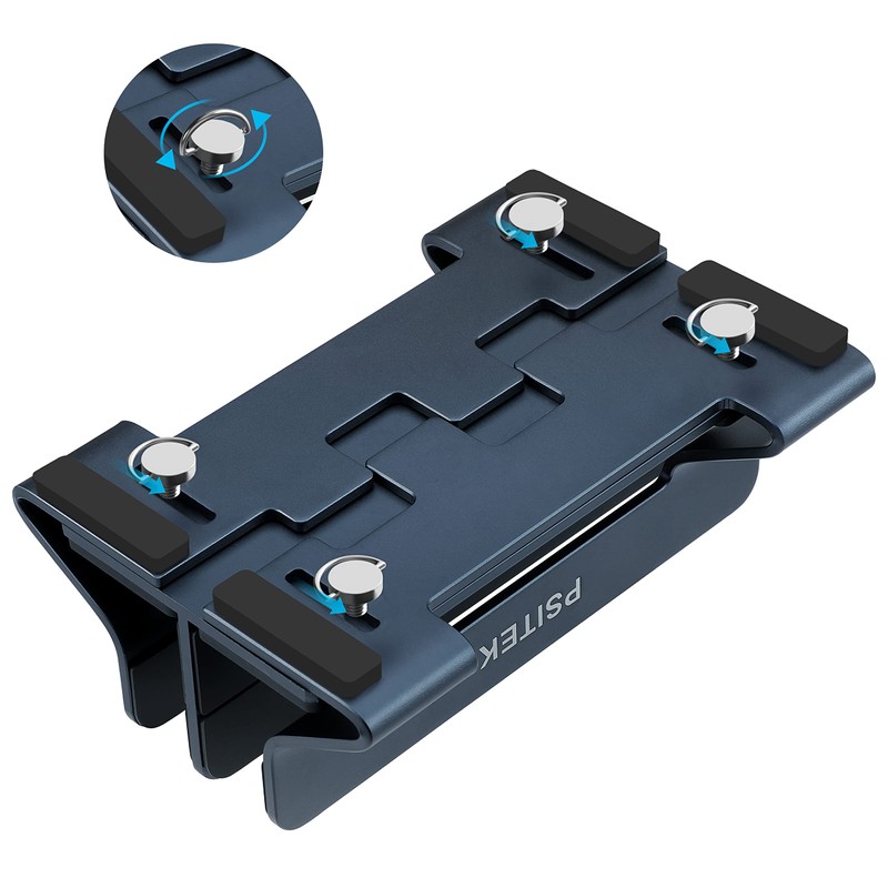 Psitek アルミニウム縦型ノートパソコンスタンドホルダー 2 スロット、省スペース垂直ストレージ すべてのMacBookとノートパソコン用、調整可能なスロット幅 (10-32mm) バージョン 2023