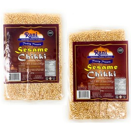 Rani Sesame Chikki (Brittle Candy) 100g (3.5oz) x Pack of 2 ~ All Natural | Vegan | No colors | Gluten Friendly | Indian Origin