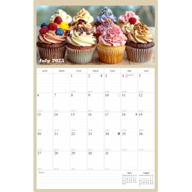 2025-2026 Wall Calendar Spiral-bound Twin-Wire Binding - 18 Months Planner 8.5" x 11" - Large Ruled Blocks with Julian Dates - (Cupcakes)