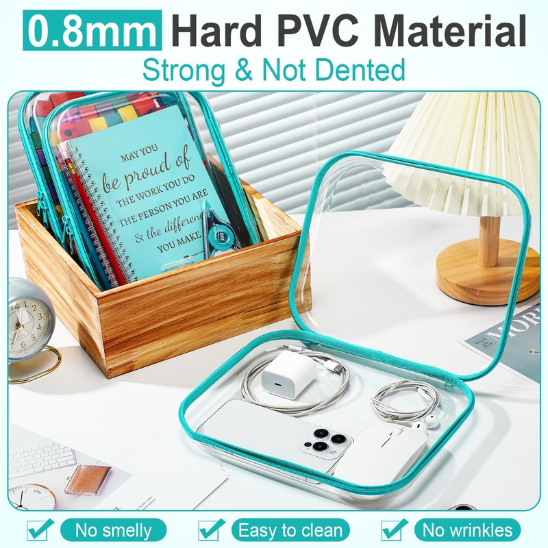 Sanwuta 6 Pcs Clear Hard Zipper Case Hard Plastic Zipper
