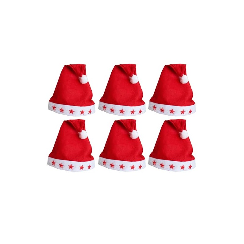 Annastore 6 x Christmas Hat with Flashing Stars Santa Hat