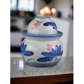 Festcool Porcelain Pickling Jar with 2 Lids Lotus Fermenting Pickling Kimchi Crock Food Storage 7"