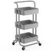 Pipishell 3 Tier Mesh Utility Cart, Rolling Metal Organization Cart