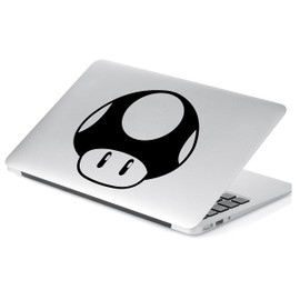 Yoonek Graphics Mario Mushroom Decal Sticker for Car Window, Laptop and More. # 496 (4" x 4", Black)