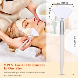 9 Pieces Facial Brushes Fan Mask Brushes, Soft Facial Applicator Brushes Tools for Peel Glycolic Mask Makeup for Mud Cream (White, Yellow)