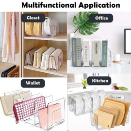 Ygapuzi 4Pack Clear Acrylic File Sorter, 4 Large Slots Desk Organizer, Desktop File Folder Holder Organizer, Office Storage Stand Rack for Book, Purse, Handbag, Envelopes, Mail, Document, Notebook