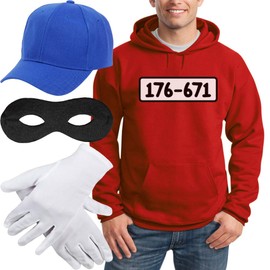 Shirtgeil Panzerknacker Bandits Costume Hoodie + Hat + Mask + Gloves Hoodie - red, size: l