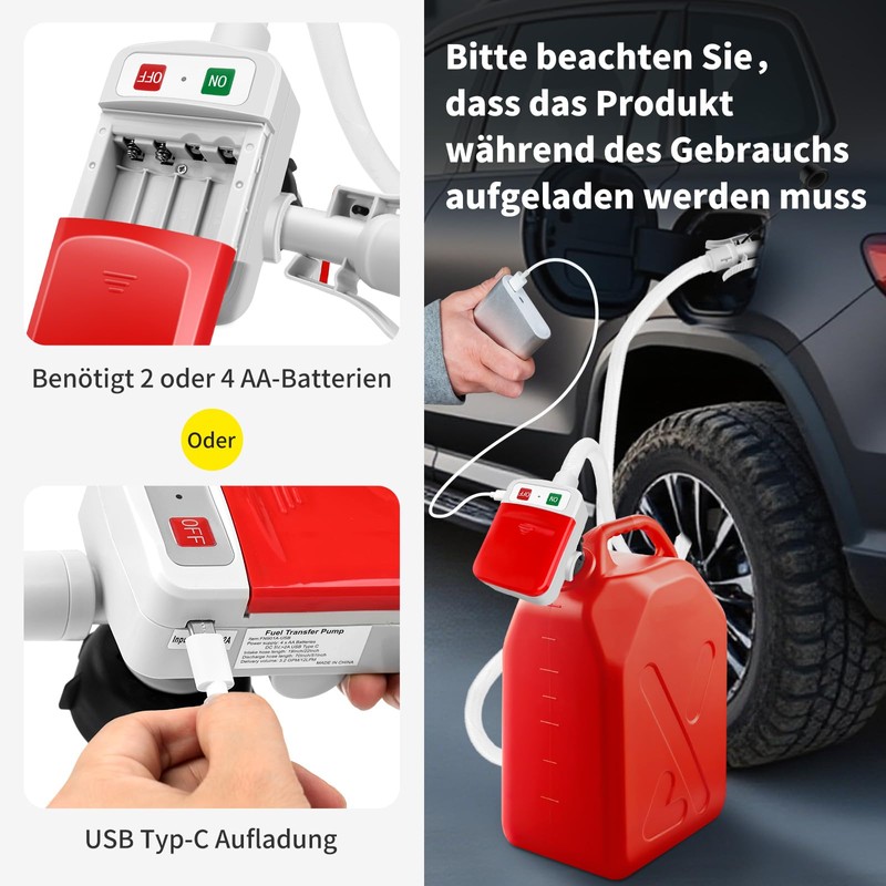 Fuel Pump Automatic Shut-Off - Portable 12V/USB-C Transfer Pump for