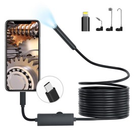 Endoscope Inspection Camera,Picache 1920P Type-C Borescope Endoscope Camera with Light,Snake Camera with 8 LED Light,7.9mm IP68 Waterproof Probe for iOS and Android(16.4FT/5M,No WiFi Needed)