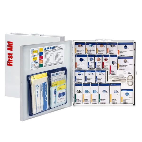 First Aid Only 746005 Ansi 2015 Compliant Large Metal Smartcompliance Food Service First Aid Cabinet, With Medications