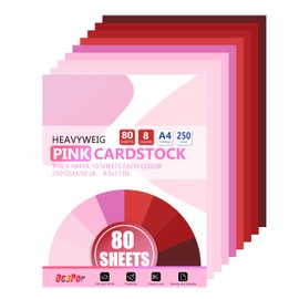 80 Sheets Pinks Cardstock Paper, Colored Printer Paper 8.5 x 11, Thick Construction Paper for Cards Making, Scrapbook，Office Printing, Invitations, Certificates，DIY Crafting 92 lb/250gsm