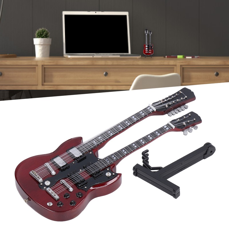 Wooden Miniature Guitar Elegant Mini Electric Guitar Musical Instrument Model