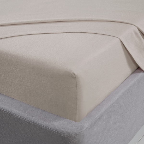 Sleepdown Flat Sheet 100% Brushed Cotton Flannelette Luxury Bedding Soft Cosy Top Bedsheet Bed Linen - Cream - Single 5056242833727