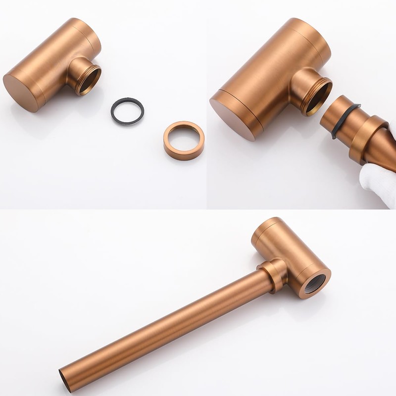 RANDOM Brass Contemporary Round Bottle P Trap 1-1/4,Bathroom Lavatory Adjustable