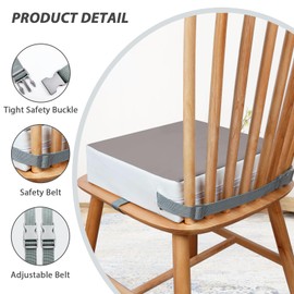 Booster Seat Chair, Child, Washable, Dismountable, Portable Booster Seat, Toddler Dining Room Chair, Raised Pad, Dining Room Booster Seats with 2 Safety Buckle Straps, Child Seat Cushion
