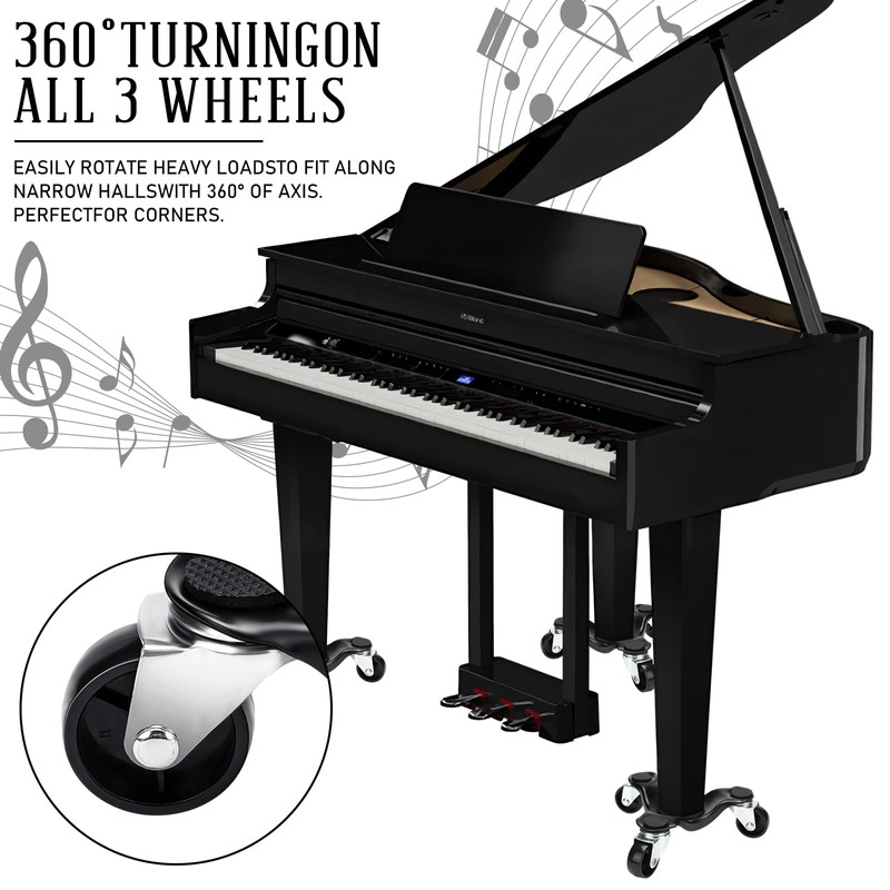 Datanly 3 Pcs Piano Dolly, 6.3" Piano Moving Dolly with