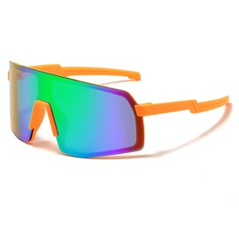 JOVAKIT Kids Baseball Sunglasses for Boys Girls Age 3-13, Youth Baseball Sun Glasses UV400 Sports Cycling Shades (Orange/Green Mirror)