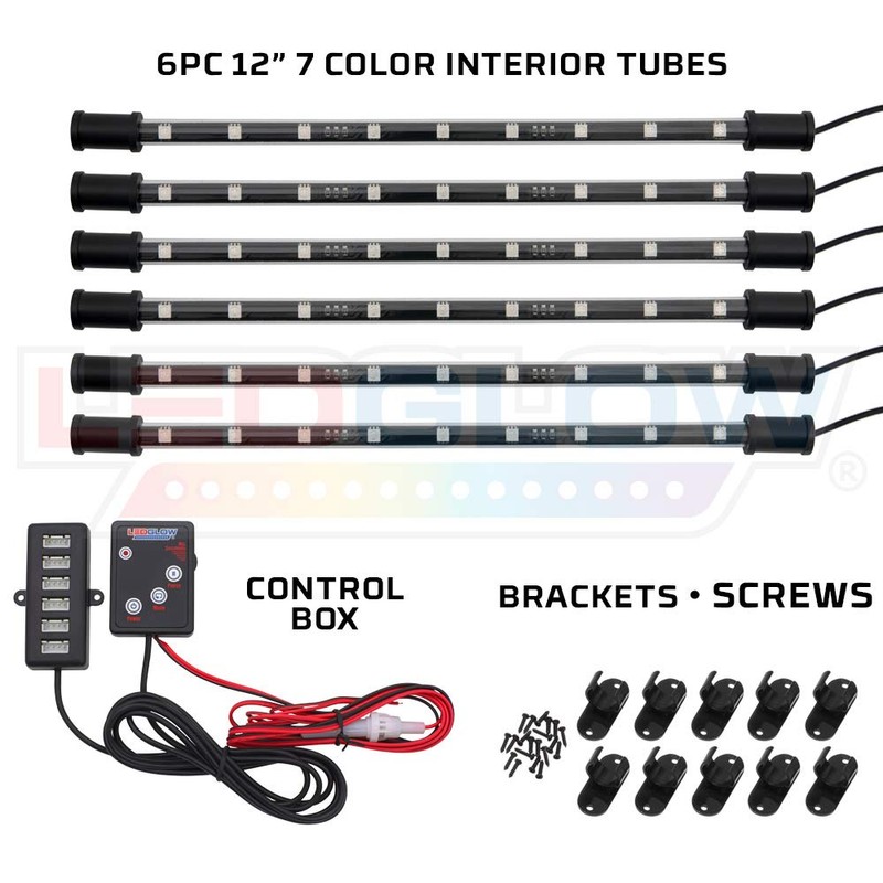 LEDGlow 6pc Multi-Color LED Interior Footwell Underdash Neon Light Kit
