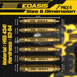 Gifts for Men – 6PCS Stripped Screw Extractor Set – Father’s Day Gifts from Wife, Daughter, & Son – Easy Out Extractor Set for Nuts, Screws & Bolts – Perfect Husband & Birthday Gifts -Gold