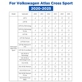 Floor Mats & Cargo Liner for Volkswagen Atlas Cross Sport 2025 2024 2023 2022 2021 2020, 4 PCS Full Set Car Mat 2020-2025 All Weather Backrest Mat Custom Fit for VW Atlas Cross Sport Accessories
