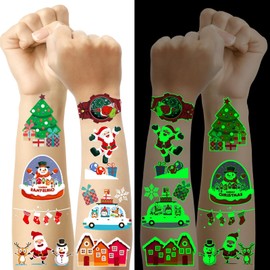 Children's Christmas Tattoos, 12 Sheets of Luminous Tattoos, Christmas Small Items, Christmas Gifts for Children, Party Bag Ideas, Advent Calendar Filling, Children