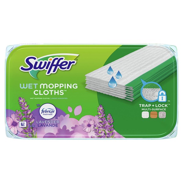 Swiffer Sweeper Wet Mopping Pad Refills for Floor Mop with Febreze Lavender Vanilla & Comfort Scent, 2 Packs of 12 Count (24 Total Count)