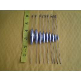 HOME MADE 10 PCS. STRAIGHT DOWN BOTTOM BOUNCER SINKER, 1/8 OZ. W/S. STEEL WIRE .041 X 6"