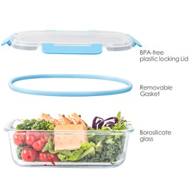 YARYOUNG 10 Pack Glass Food Storage Containers with Lids, Reusable Meal Prep Containers for Lunch, Airtight , Leak Proof, Microwave & Freezer Safe (34oz & 12oz)