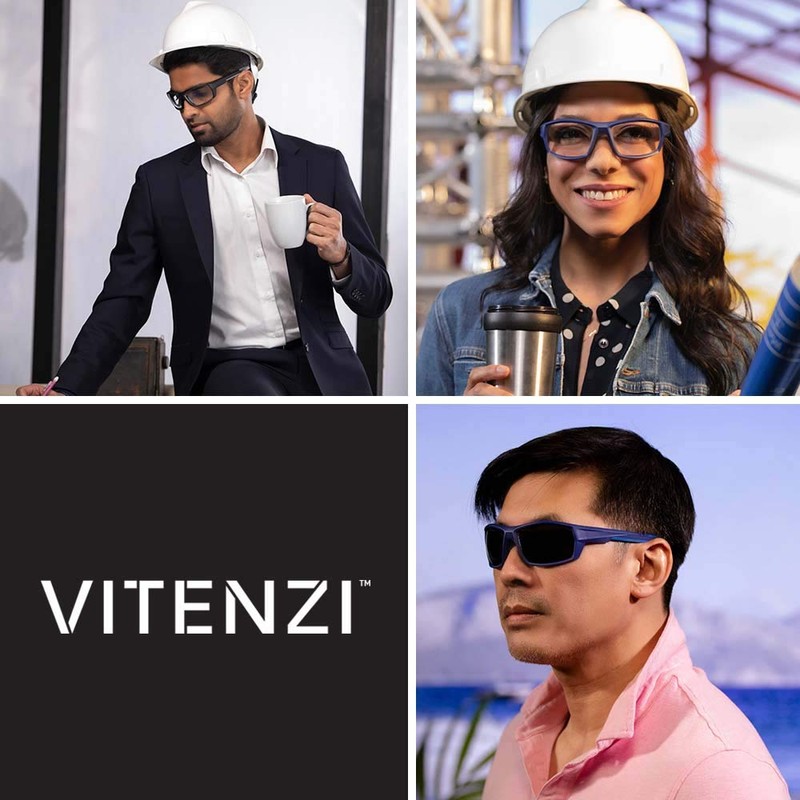 VITENZI Bifocal Reading Wraparound Safety Glasses with Clear Lens Readers