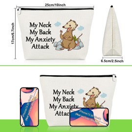 Opossum Lover Gift Possum Owner Cosmetic Bag for Her Possum Gifts for Women Animal Lover Sister Best Friend Opossum Themed Birthday Christmas Appreciation Graduation Present Travel Zipper Pouch