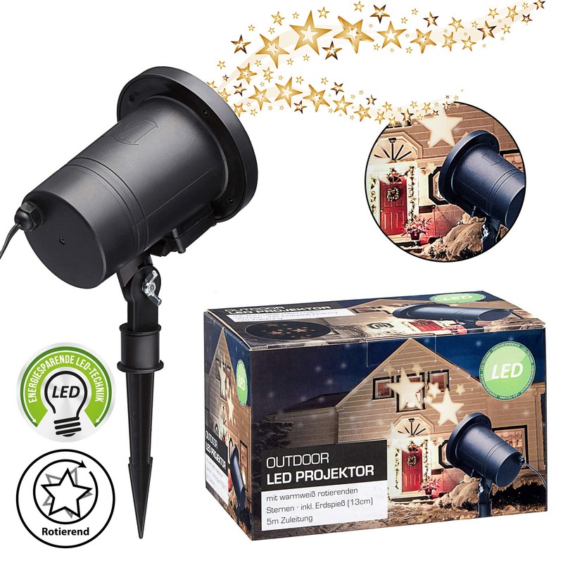 LED Projector with Rotating Stars with Ground Spike 13 cm