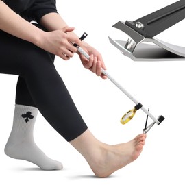 XARILK Aluminium Long Handle Toenail Clippers with Magnifying Glass Helps Obese, Elderly, Pregnant Women Without Bending Down to Cut Toenails (40cm,W/Magnifying Glass)