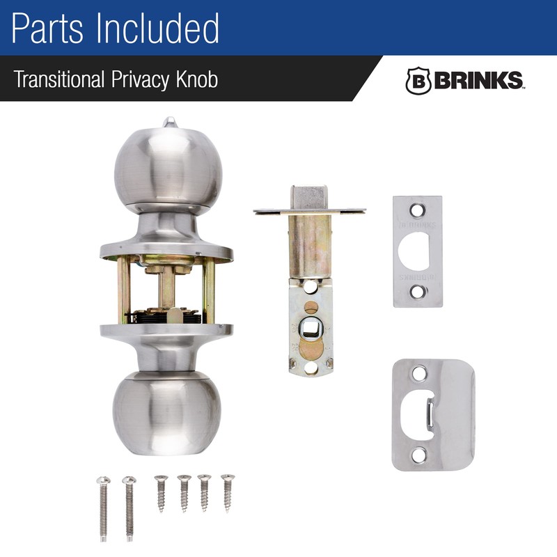 BRINKS – Transitional Privacy Locking Interior Ball Door Knob, Satin