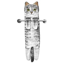 Cat Funny Hand Towels for Bathroom Kitchen - Cute Decorative Cat Decor Hanging Washcloths Face Towels Super Absorbent Soft- Housewarming Gift for Cat Lovers - Gray