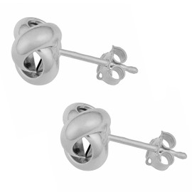 Kooljewelry 14k White Gold Polished Love Knot Earrings