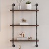 THRONKENGER Industrial Pipe Shelf,Rustic Floating Shelves with Wood Plank,Farmhouse Kitchen