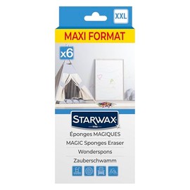 STARWAX - Magic sponges - Removes stains in no time at all - Scratch resistant - Easy to clean - Maxi format - Multiple surfaces - Set of 6