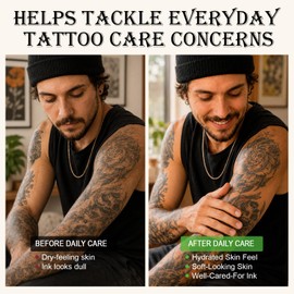 Tattoo Aftercare Cream, Hydrating Body Moisturiser for Tattooed Skin, Lightweight Daily Moisturising Formula, Fast Absorbing, Non-Greasy, Suitable for Fresh and Existing Tattoos, 150g