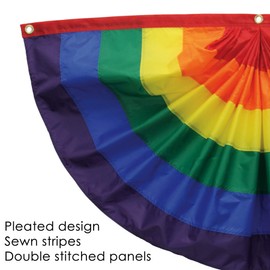 In the Breeze 3703, 1.5' x 3' -Outdoor Decoration, H W, Rainbow Pleated Fan Bunting-3' x 1.5'