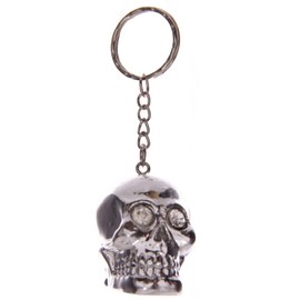 Silver Crystal Eyed Skull Cork Fantasy Keyring