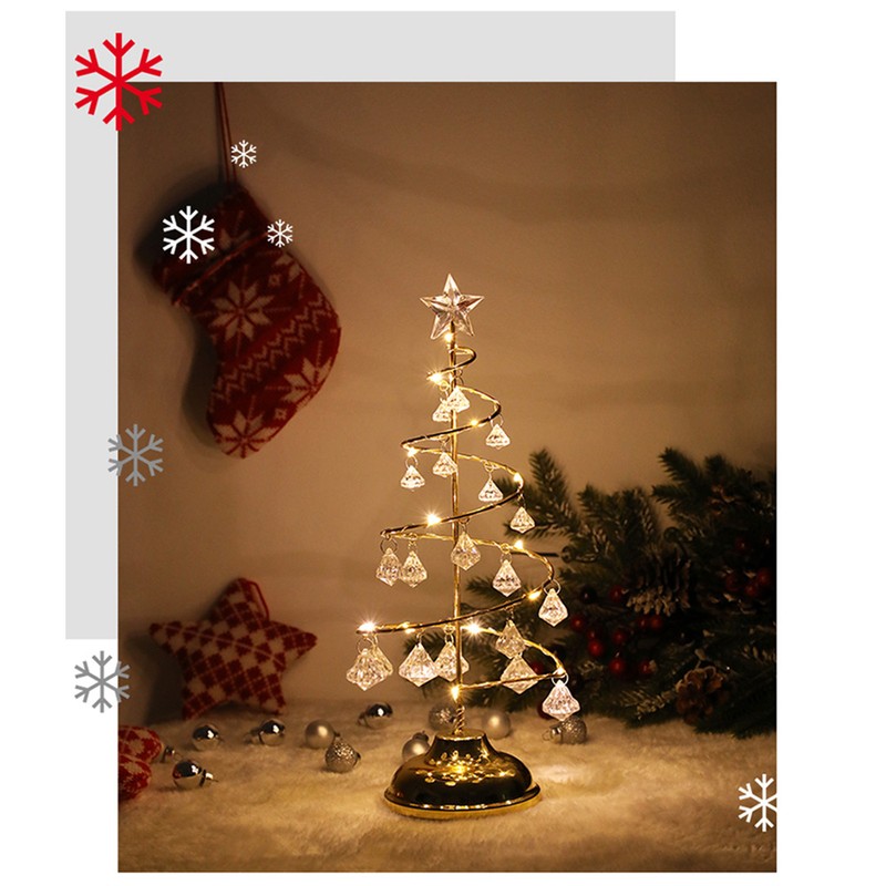 LED Christmas Tree Lamp Battery Powered Spiral Christmas Tree Table
