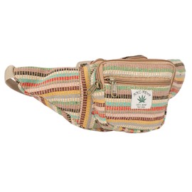 Hemp Fanny Pack,Adjustable Waist and Multiple Pockets,Waist Bag & for all purpose (Multi- Green)