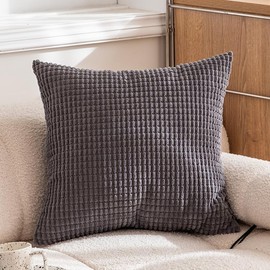 Urban Funk Collective - Pack of 2 Double-Sided Corduroy Corn Kernels Moden Decorative Throw Pillow Covers 18x18'' (45x45cm) Anti-Static Removable Washable Pillowcase Cushion Covers (Dark Grey)