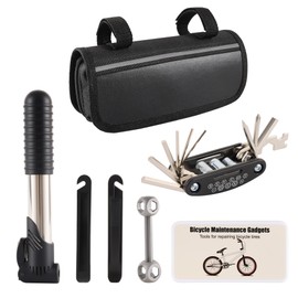 AutoViteX 33Pcs Bike Repair Tool Kit with Mini Bicycle Pump, 16 in 1 Multi-Tool, 2mm-6mm Allen Wrenches, Bicycle Repair Bag Used for Mountain and Road Bikes