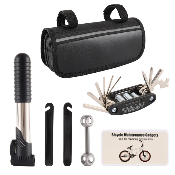 AutoViteX 33Pcs Bike Repair Tool Kit with Mini Bicycle Pump,