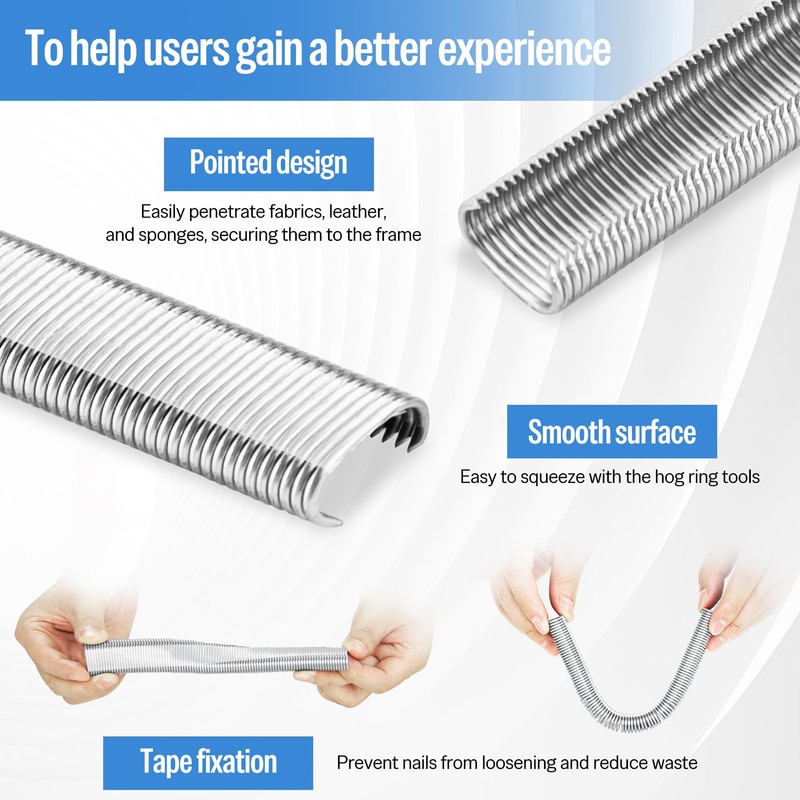 meite 15 Gauge 3/4" Hog Rings, Galvanized Hog Ring Staples