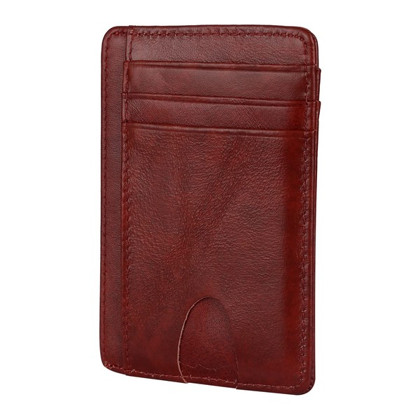 ARGOO Cartera Delgada de Cuero Genuino RFID Bloqueo de Tarjeta